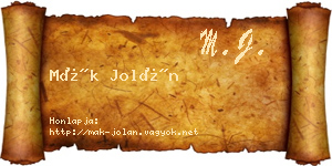 Mák Jolán névjegykártya